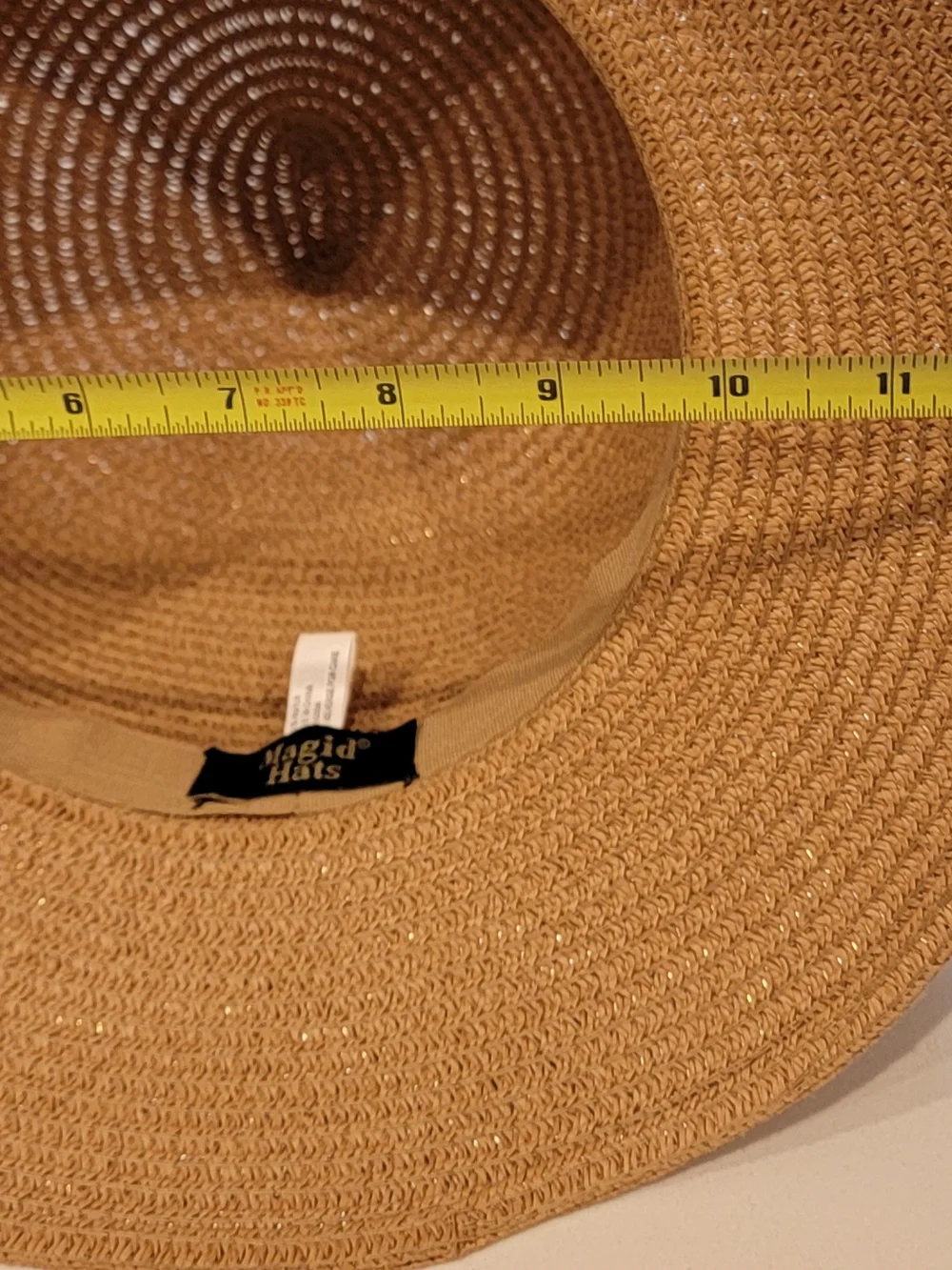 Magid Hats Chain Link Straw Floppy Sun Hat Wide Brim Vacation Beach Resort OS